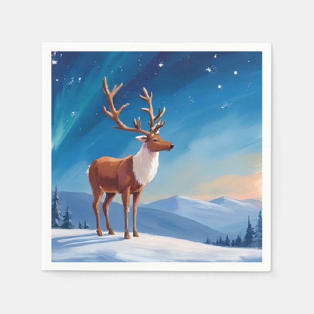 Serviette En Papier Renne Royal | Joyeuses Fêtes de Noël  (Devant)