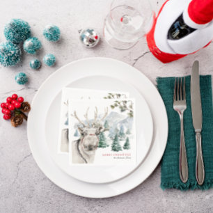 Serviette En Papier Rennes & Ferme d'Arbres Fête de Noël Joyeuse