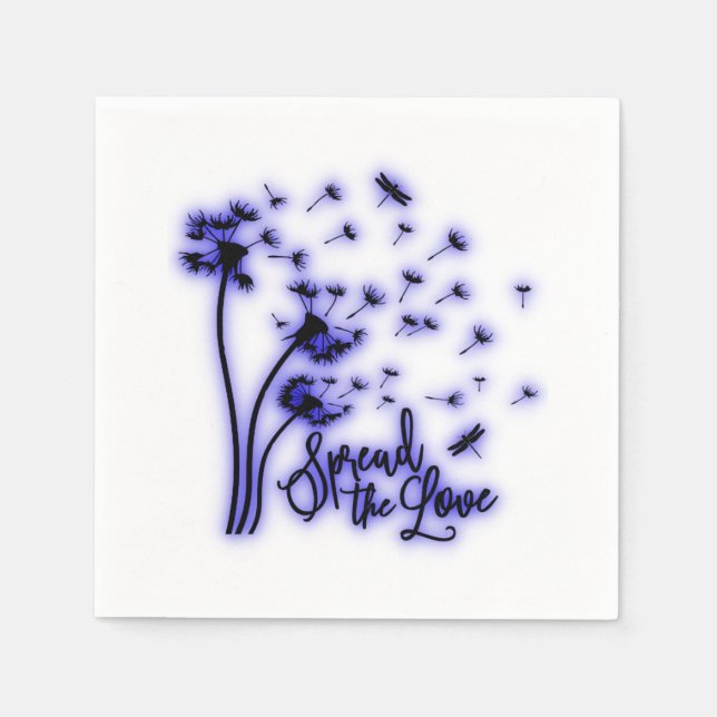 Serviette En Papier Répandre Les Dandelions Amoureux et les libellules (Devant)