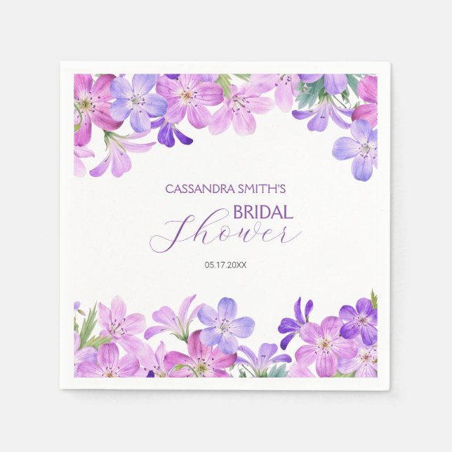 Serviette En Papier Repas de mariage aux géraniums violets  (Devant)