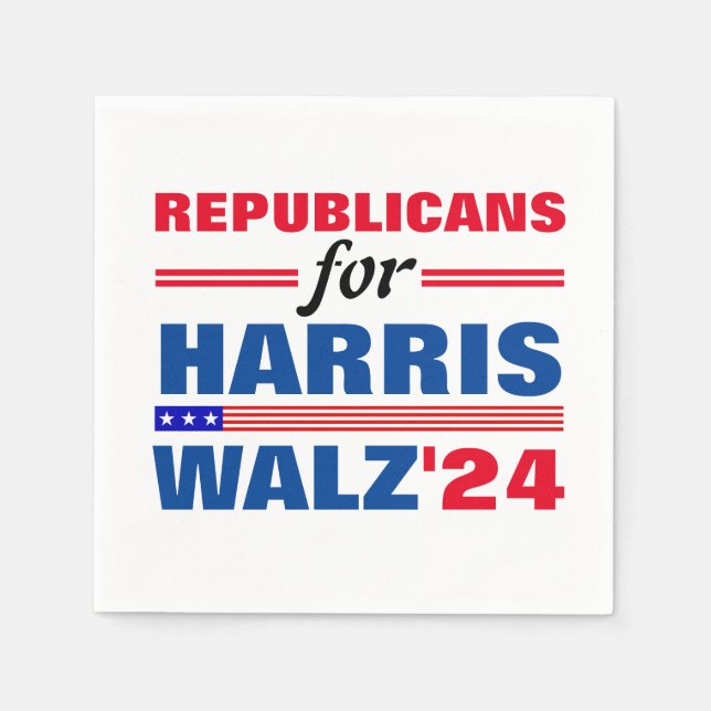 Serviette En Papier Républicains pour Harris Walz Red Blue (Devant)