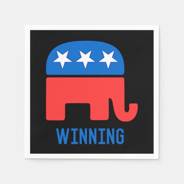Serviette En Papier Republican GOP Elephant Winning (Devant)