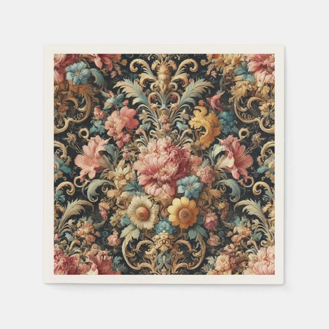 Serviette En Papier Requiem pour Arcana – Conception florale gothique (Devant)