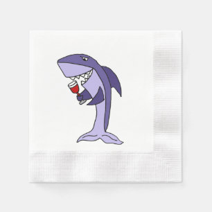 Serviette En Papier Requin Boire du vin rouge