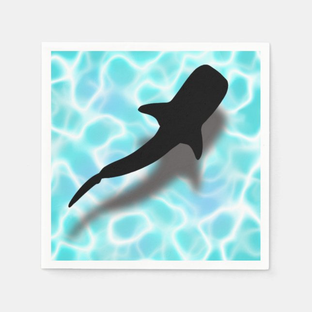 Serviette En Papier Requin de baleine avec plage tropicale ombragée (Devant)