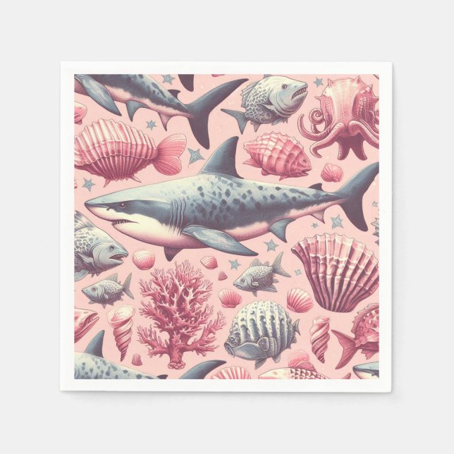 Serviette En Papier Requin vintage sans joint (Devant)