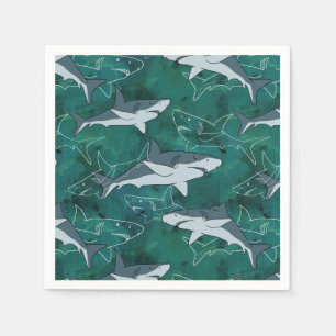 Serviette En Papier Requins, marine, mer, poisson, prédateur, animal, 
