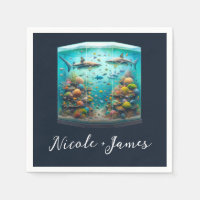 Requins & Poissons Aquarelle Aquatique Mariage Aqu