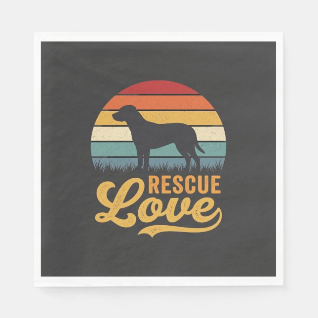 Serviette En Papier Rescue Love Retro Dog Sunset_1 (Devant)