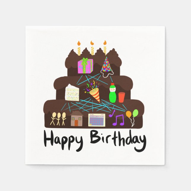 Serviette En Papier Réseau neuronal d'anniversaire nerd (Devant)