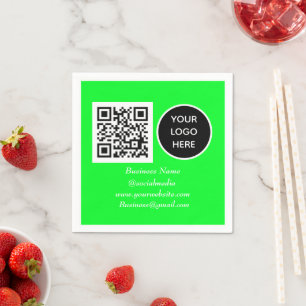 Serviette En Papier Réseau social QR Code Neon Green Business Logo