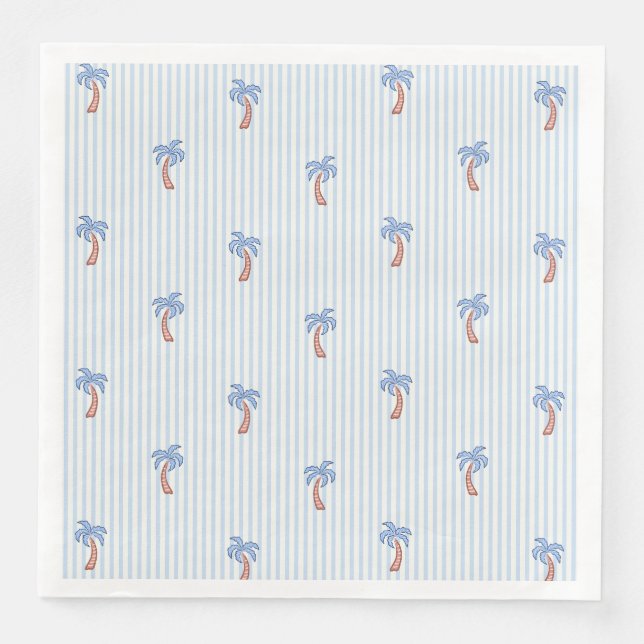 Serviette En Papier Résort côtier Palmier Rayures Egée Azulejo (Devant)
