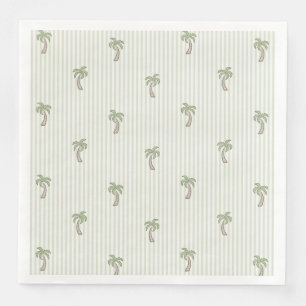 Serviette En Papier Résort côtier Palmier Rayures Olive toscan