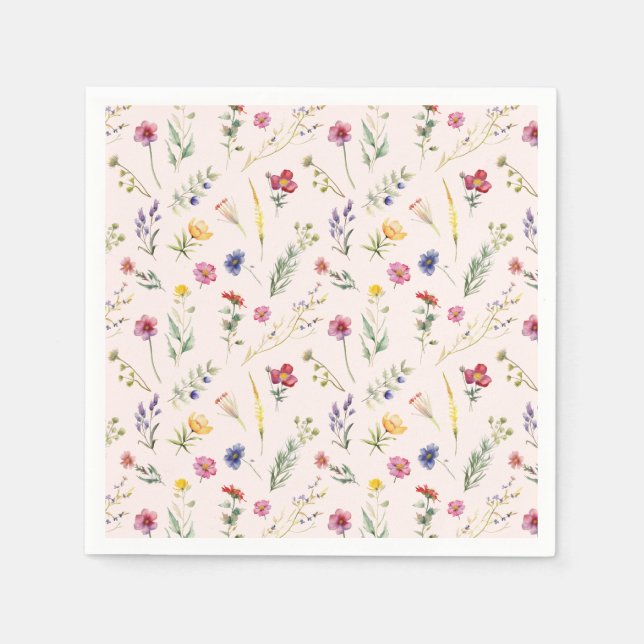 Serviette En Papier Ressort rose Fleur sauvage Floral (Devant)