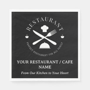 Serviette En Papier Restaurant sur mesure ou Café ou Diner Noir
