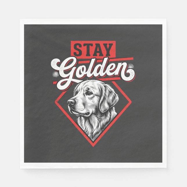 Serviette En Papier Restez Golden Retriever doré (Devant)