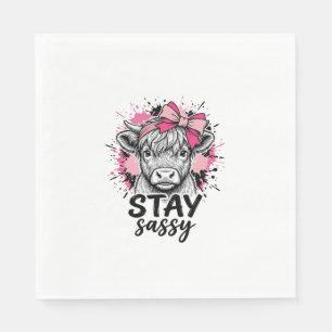 Serviette En Papier Restez Sassy Vache Highland Rose Gravure Vintage S