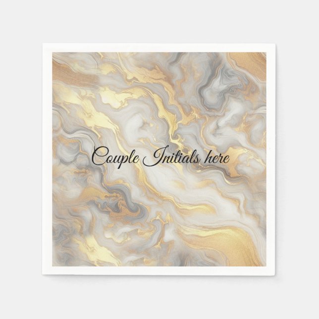 Serviette En Papier Résumé L'or sur les textures de marbre noir et mix (Devant)