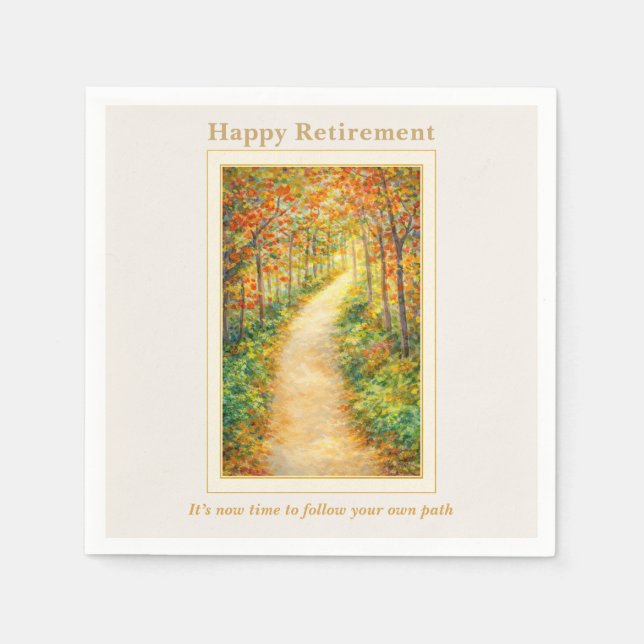 Serviette En Papier Retirement Napkin | Autumn Path Countryside Scene (Devant)