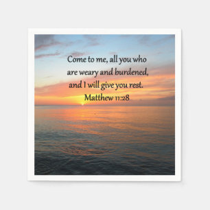 SERVIETTE EN PAPIER RETIRER MATTHEW 11:28 SCRIPTURE VERSE SLEVER