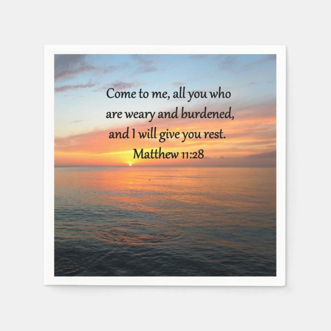 SERVIETTE EN PAPIER RETIRER MATTHEW 11:28 SCRIPTURE VERSE SLEVER (Devant)