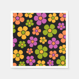 Serviette En Papier Reto 1960s Style Moyenne Moyenne Motif Floral