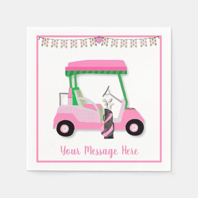 Serviette En Papier Retraite d'anniversaire des femmes Pink Golf Theme (Devant)