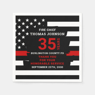 Serviette En Papier Retraite de pompier Personnalisée Mince Ligne roug