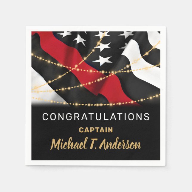 Serviette En Papier Retraite des pompiers Mince Red Line Party (Devant)