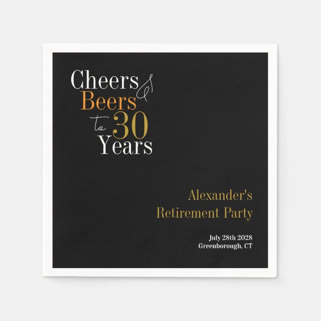 Serviette En Papier Retraite fête 30 ans Cheers et bières (Devant)