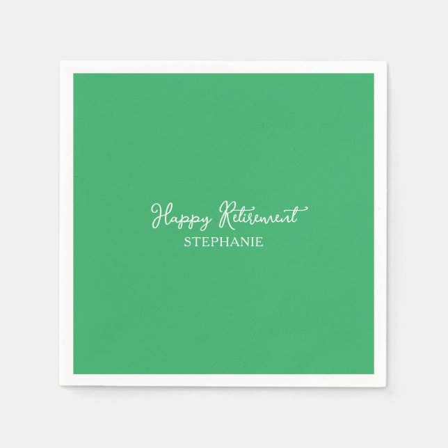 Serviette En Papier Retraite Heureuse Élégante Verte (Devant)