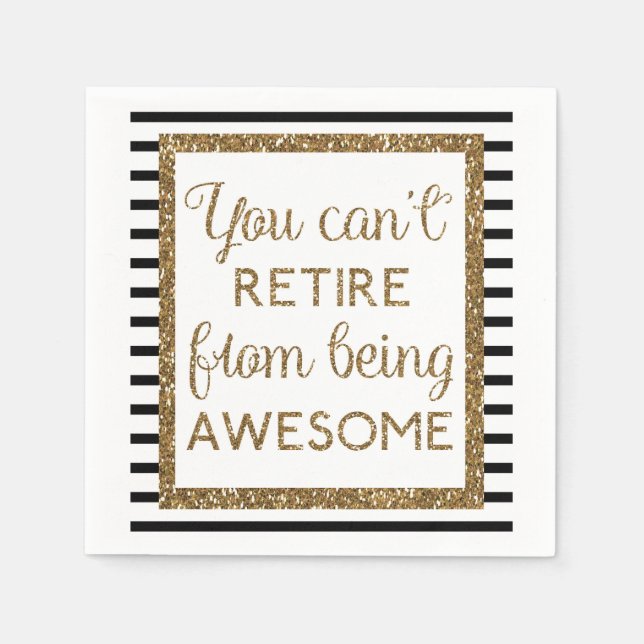 Serviette En Papier Retraite noir et or (Devant)