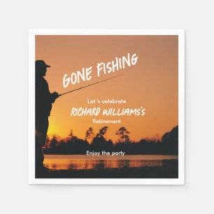 Serviette En Papier Retraite Pêche Coucher du soleil Retraité Pêcheur