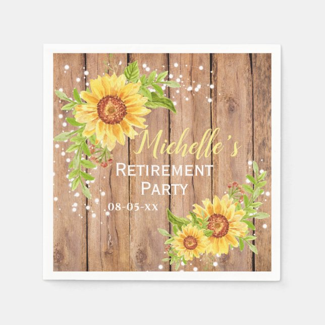 Serviette En Papier Retraite rustique Fleur de tournesol Floral (Devant)