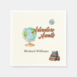Serviette En Papier Retraite Travel Adventure Await Globe