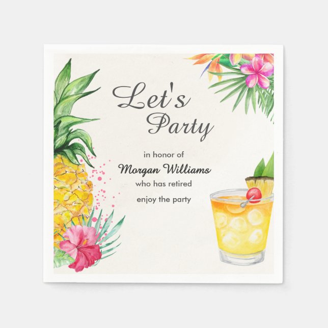 Serviette En Papier Retraite Tropical Summer Cocktail Party (Devant)
