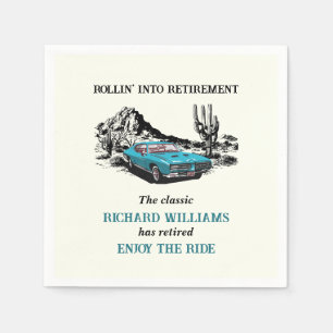 Serviette En Papier Retraite Voyage Vintage Car Desert Party