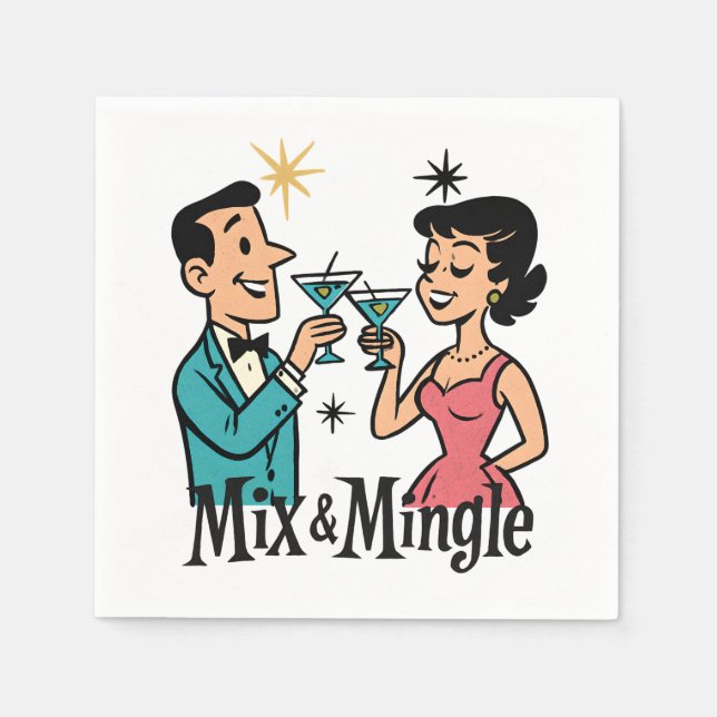 Serviette En Papier Retro 1950's Cocktail Napkins - MCM Cocktail Party (Devant)