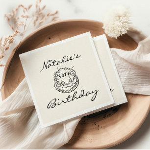 Serviette En Papier Retro 30th Hand Drawn Cake Trente Fun Anniversaire