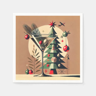 Serviette En Papier Retro 50s Jet Set Martini de l'arbre de Noël