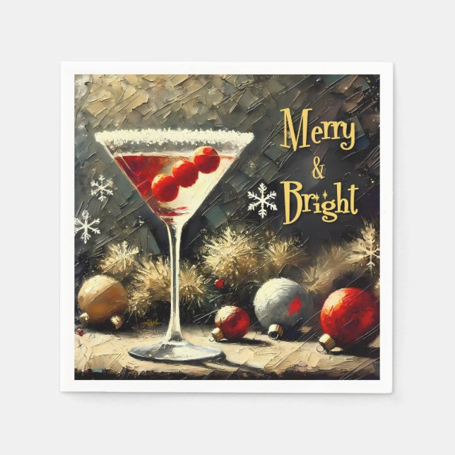 Serviette En Papier Retro 50s Triple Cranberry Christmas Martini (Devant)