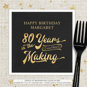 Serviette En Papier Retro 80e anniversaire 80 ans dans la fabrication