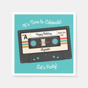 Serviette En Papier Retro 80's 90's Cassette Musique Anniversaire