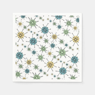 Serviette En Papier Rétro âge d'espace de hippie Starburst atomique
