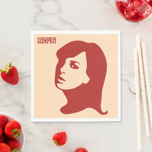 Serviette En Papier Rétro années 1960 minimaliste femme Illustration A