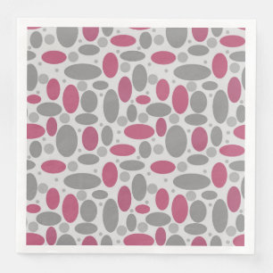 Serviette En Papier rétro, années 60, pois, gris et rose