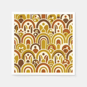 Serviette En Papier Rétro années 70 motif géométrique à arches festonn