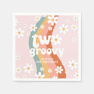 Serviette En Papier Rétro Arc-en-ciel deux Daisy Groovy