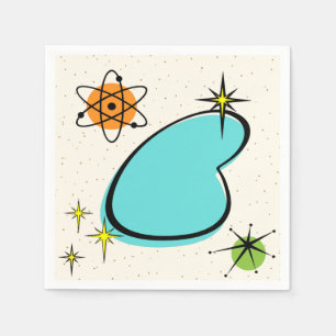 Serviette En Papier Retro Atomic Boomerang et Starbursts Papier Napkin