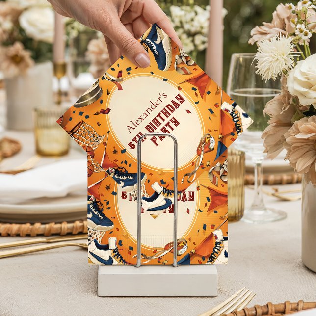 Serviette En Papier Retro Basketball Court Birthday (Créateur téléchargé)